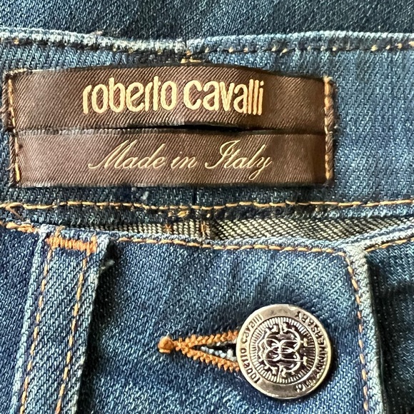 ROBERTO CAVALLI DIAMOND/ RHINESTONES EMBELLISHED BLUE JEANS SIZE IT40/US Medium - Picture 8 of 12
